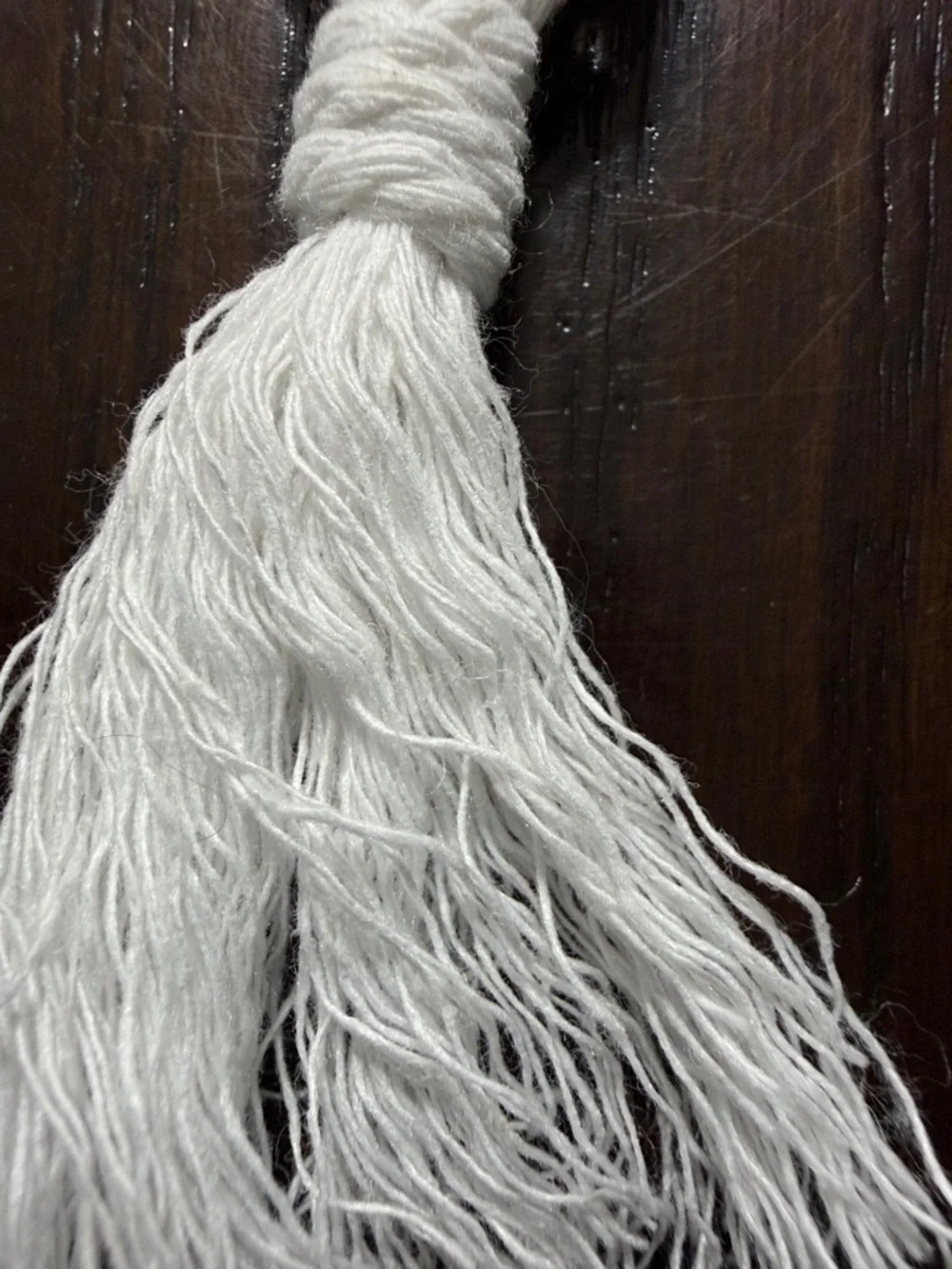 Macramé Keychain-Boho White with Gold Hardware